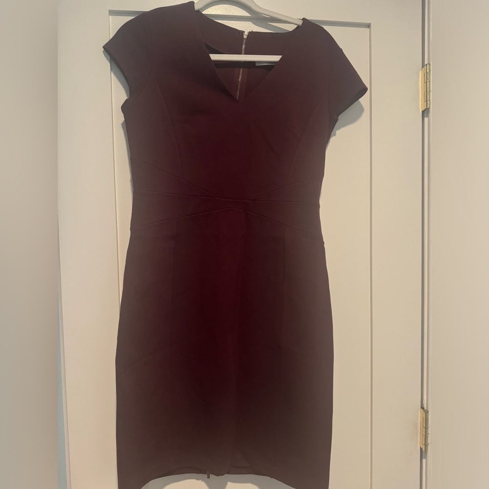 Halogen Red Sheath Mini Dress V-neck Cap Sleeve